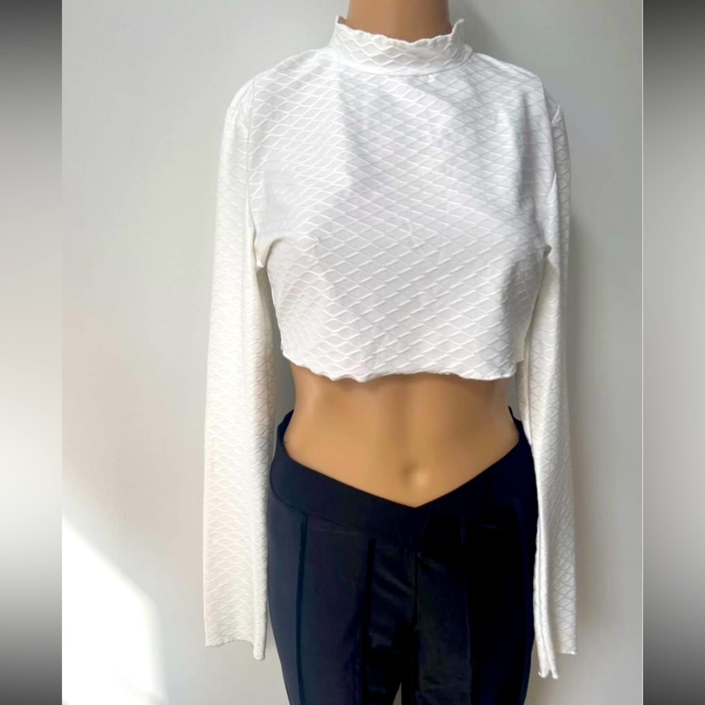 Long sleeve mock neck crop top